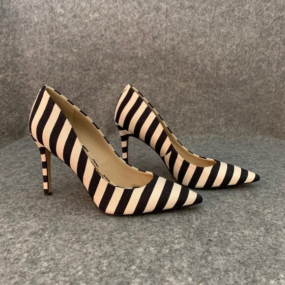 Sam Edelman Hazel Women’s Black and Off White Stripes Heel Pointed Shoes - Picture 7 of 14